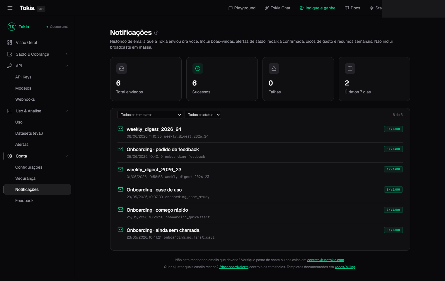Central de notificações