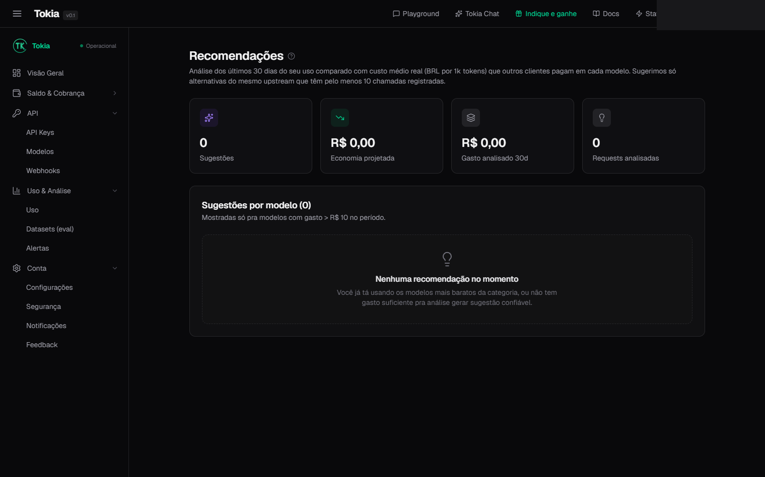 Recomendações de economia